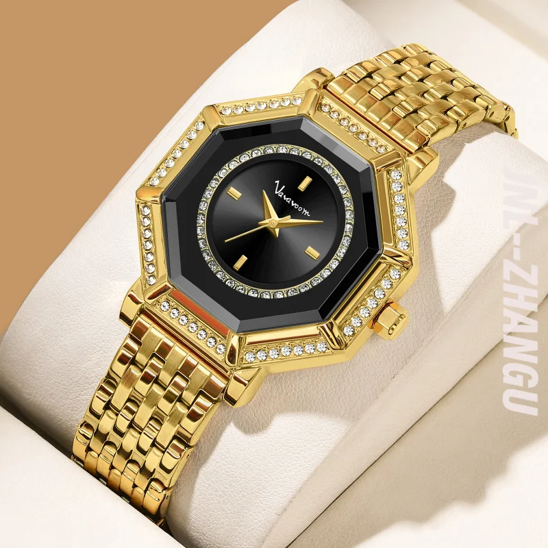 

ZHANGU Women's Luxury Waterproof Quartz Watch Stainless Steel Band Diamond Inlay Dial Fashion Charm Watch for Woman