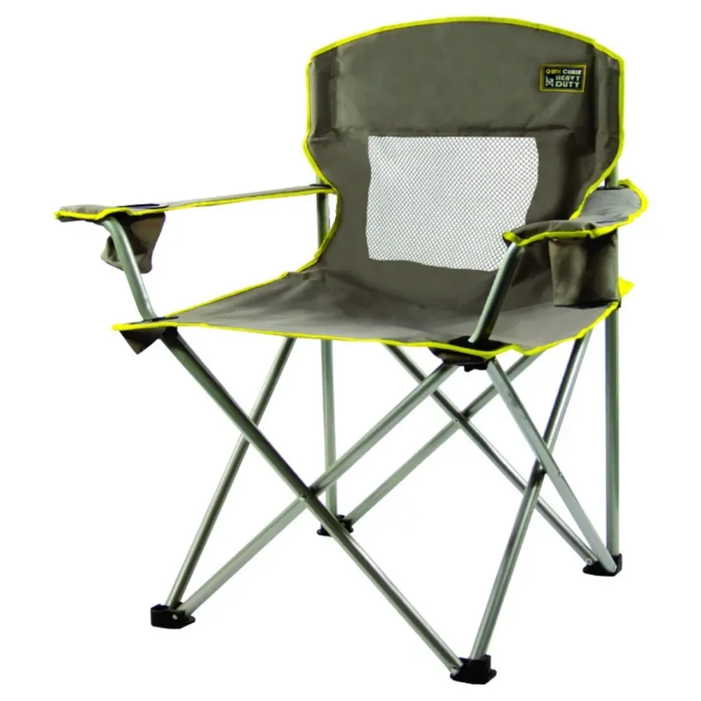 Folding Beach Chairs Free Shipping Gray Mesh Quad Folding Camping Chair With Cup Holders Outdoor Furniture Foldable Fishing