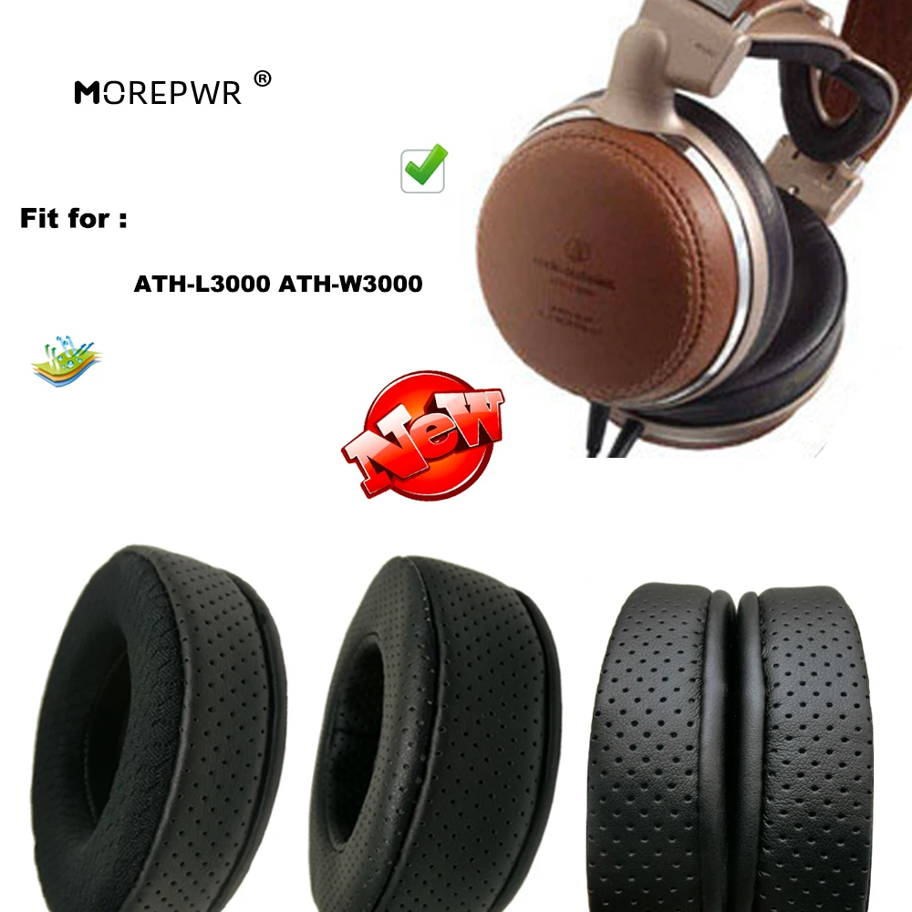 Morepwr อัพเกรดใหม่เปลี่ยนแผ่นรองหูฟังสําหรับ ATH-L3000 ATH-W3000 ชุดหูฟังอะไหล่เบาะหนังกํามะหยี่ Earmuff ปก