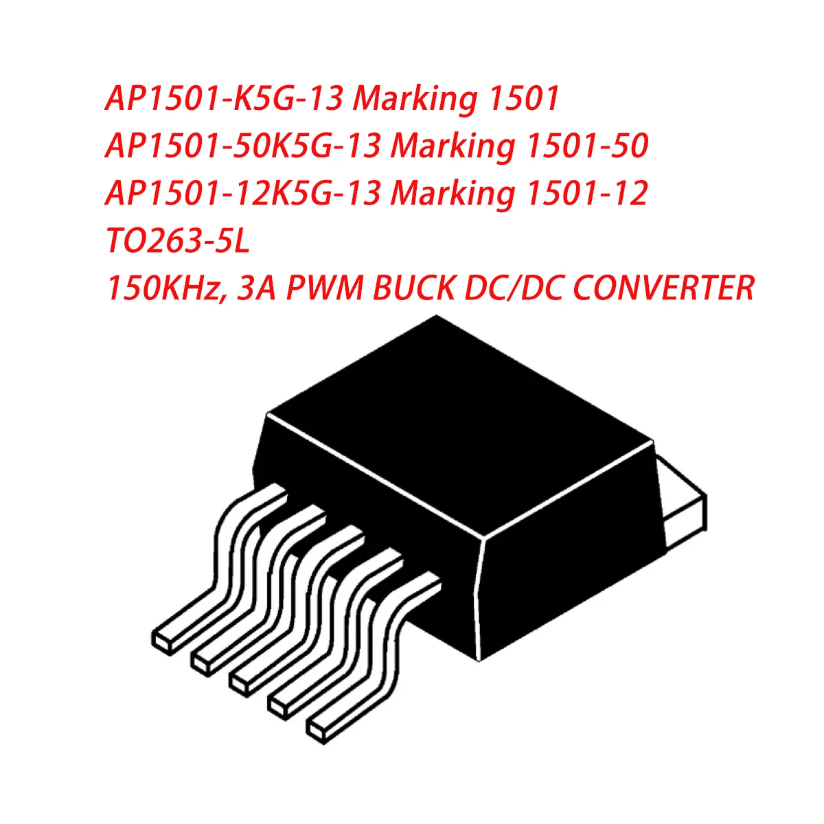 5Pcs Ap1501-K5G/50K5G/12K5G-13 1501-50/12 To263-5Pin D2Pak 1.23V~37V 5V 12V 150Khz 3A Pwm Buck Dc/Dc Converter Power Chip Ic Adj