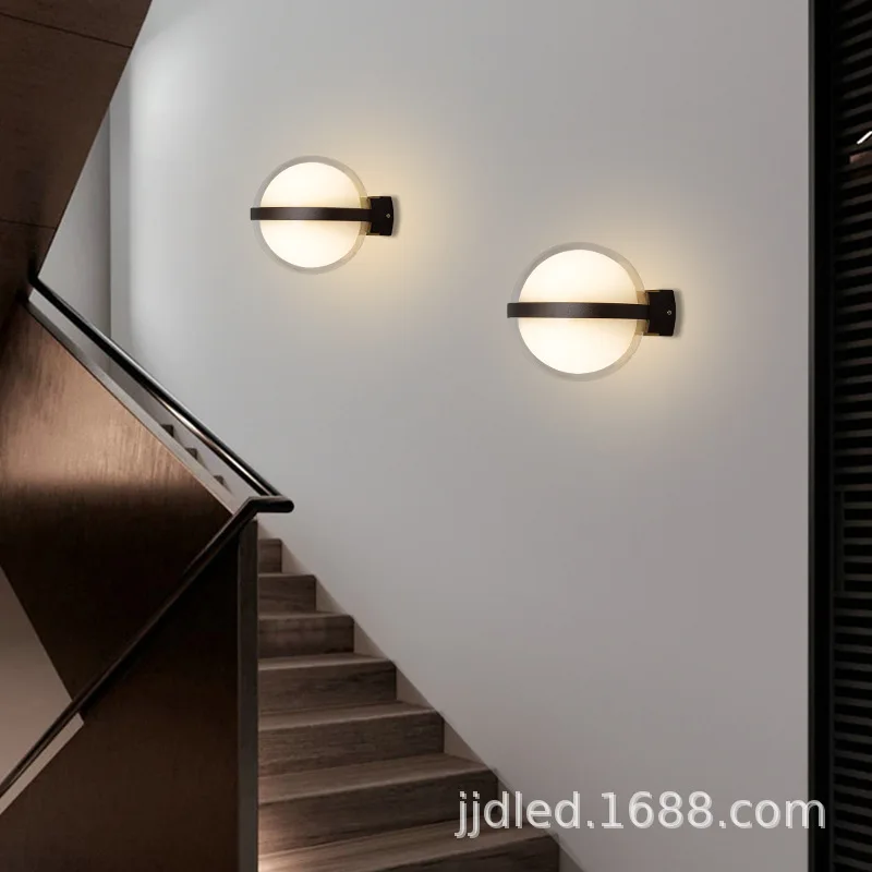 

Современный 10 Вт светодиодный настенный светильник для улицы, водонепроницаемый акриловый шар, настенный светильник, садовый забор, проход, лестница, балкон, крыльцо, светильники AC110V 220V