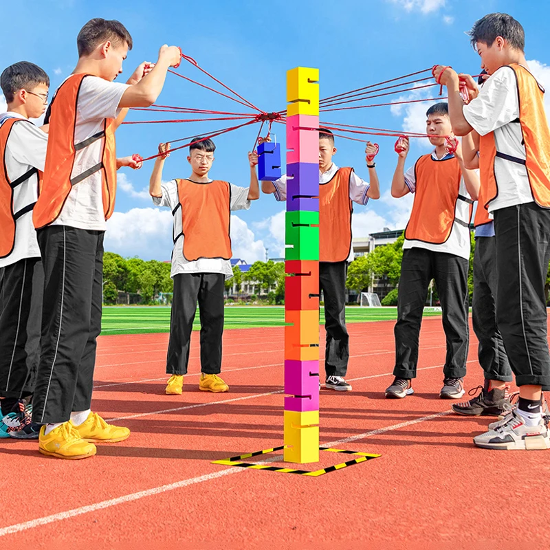 Building Tower Together Game - Expanding Training Teams Collaborating Tower Style Architecture Outdoor Sports Toys for Parties