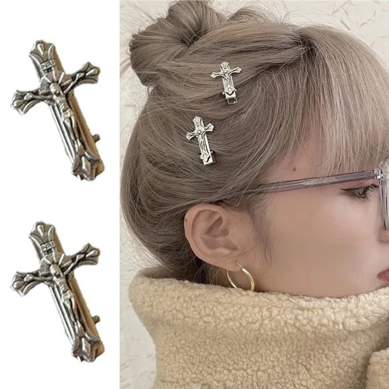 Bangs Duckbill Clip Punk Cross Hair Grips Trendy Hair Side Clips Cosplay Headwear Decorative Halloween Hair Barrettes