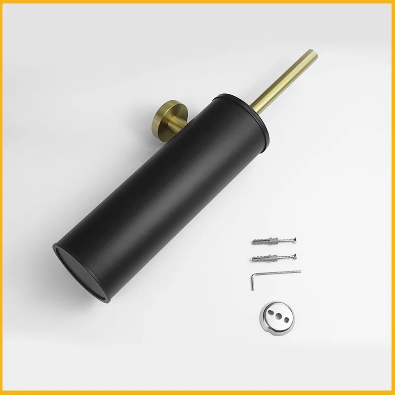Gold black chrome toilet brush holder wall mounted bathroom brush stainless steel toilet brush for cleaning storage