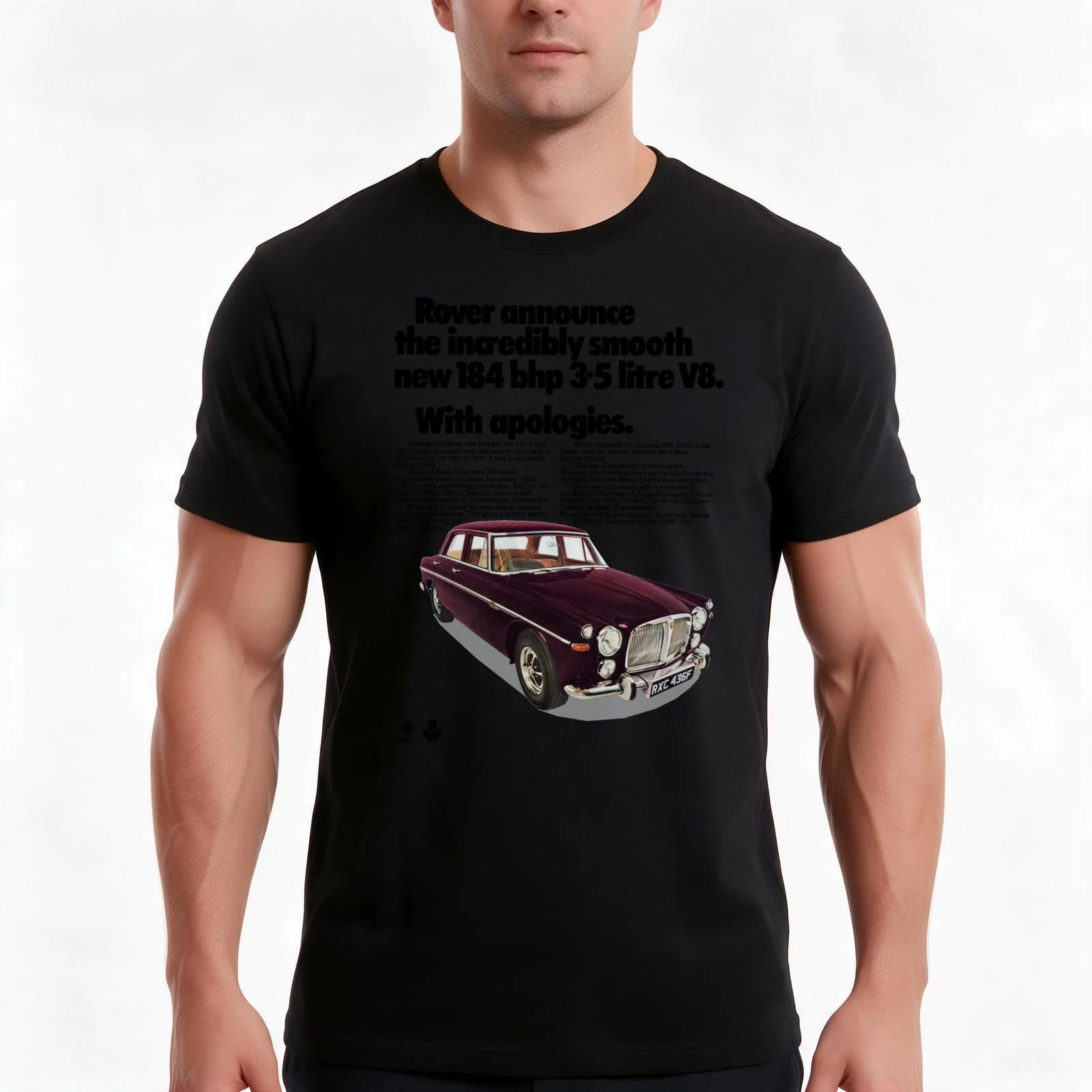 ROVER P5 3.5 V8 T-Shirt, Summer Casual Cotton Tee, Oversized Streetwear Tops, Vintage Graphic Print, Loose Fit Short Sleeve