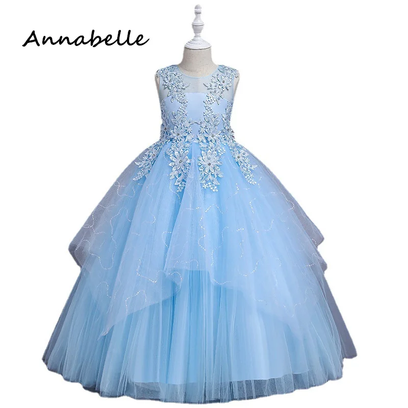 Annabelle Flower Baby Girl Bow Dress For Wedding Party Dresses Kids Colorful Children Puffy Baby Clothes Princess vestidos