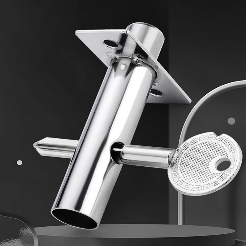 1PCS Stainless Steel Pipe Well Lock Accessories Solid Thickened Pipe Lock Fireproof Door Concealed Pipe Well Invisible Door Lock