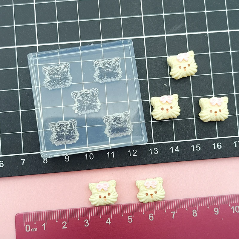 Ultra Light Clay Mini Cute Kitten Biscuit Silicone Mold Doll House Food Toy DIY Molds