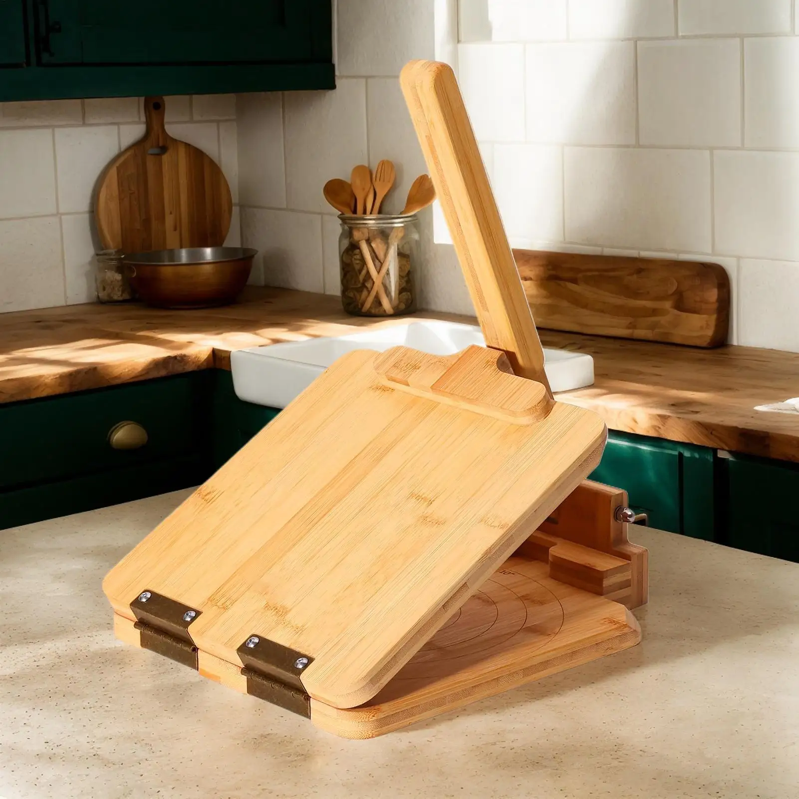 

Wood Tortilla Press Square Manual Tortilla Maker with Rolling Pin Rotatable Mexican Tortillera Dough Maker Pressing Tool