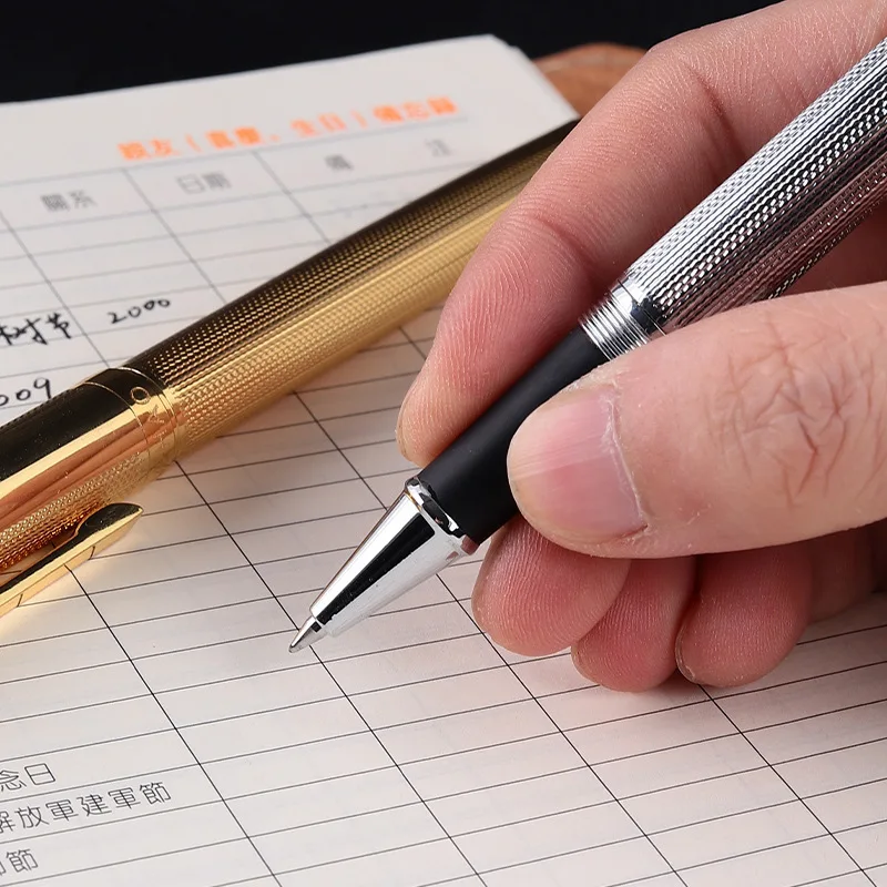 Luxury Gold Silver Plating Metal Ball-point Pen Office School Stationary Business Signature Ballpoint Pens Hotel Gift