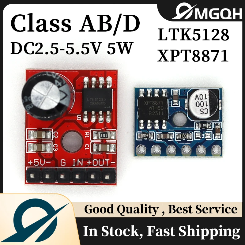 5128 Amplifier Board 5W Class D Digital Amplifier Board Mono Audio Module Low Distortion VS88715V DC2.5-5.5V LTK5128 Class AB