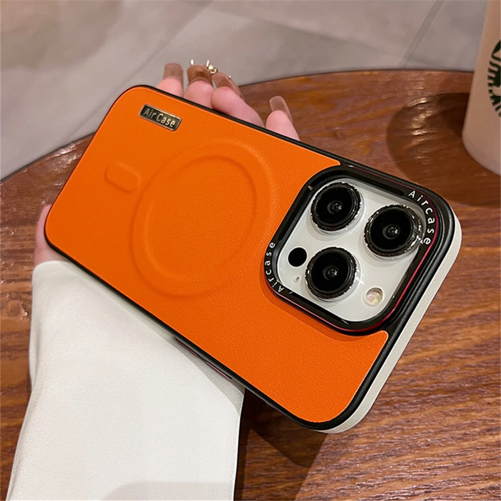 Luxury Leather For Magsafe Magnetic Phone Case For iPhone 16 15 12 13 14 ProMax Wireless Charging Shockproof Soft Silicone Cover