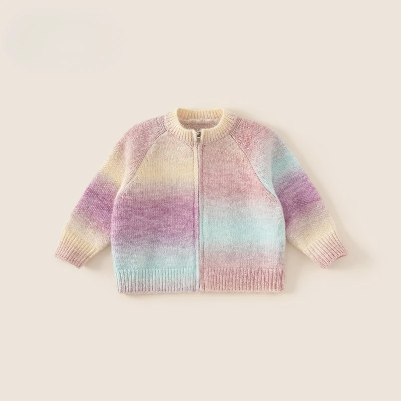 Children Clothing Boys Gradually Changing Color Knitted Sweater Jacket Kids Jackets for Girls Ropa De Niña 2025 키즈옷