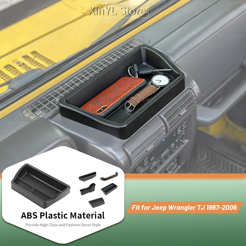 

1x Storage Box Kit Accessories for Jeep Wrangler TJ 1997-2006 Car Central Console Dashboard Gear Shift Storage Box