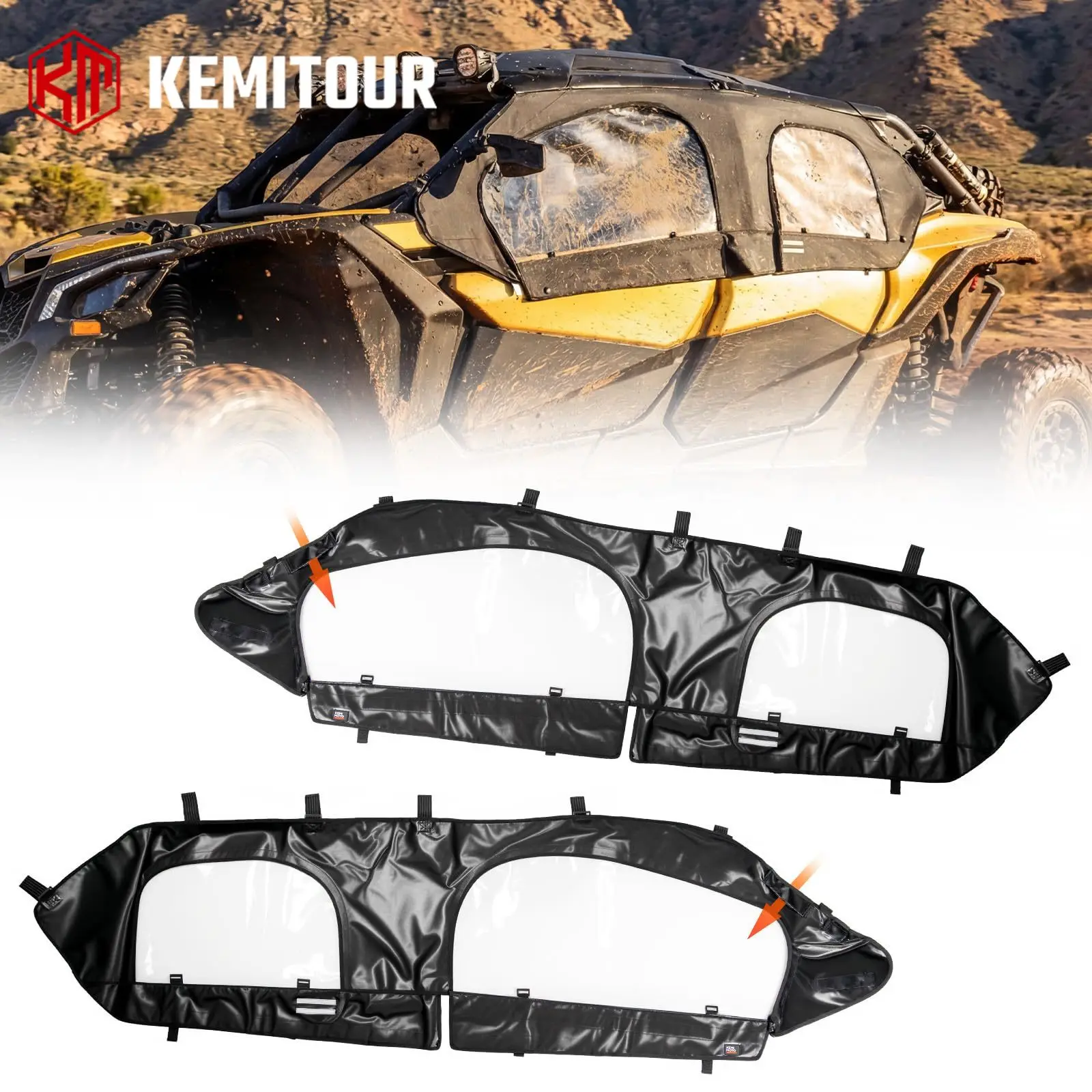 X3 MAX Cab Enclosure Soft Upper Doors Work with Roof Windshield and Mirrors for Can-Am Maverick X3 MAX 4-Seater Model 2017-2026