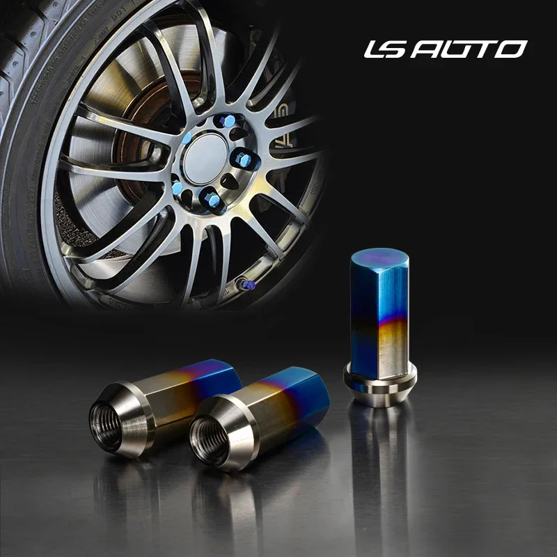 LS AUTO Titanium Alloy Lug Nuts Burnt blue Wheel Nuts Titanium Wheel Nut M12x1.5/M12x1.25 Titanium Lug Nuts