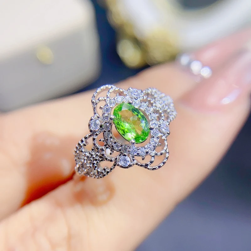 Natural Tsavorite Garnet ring for women silver 925 jewelry luxury gem stones 18k gold plated free shiping items Party Gift