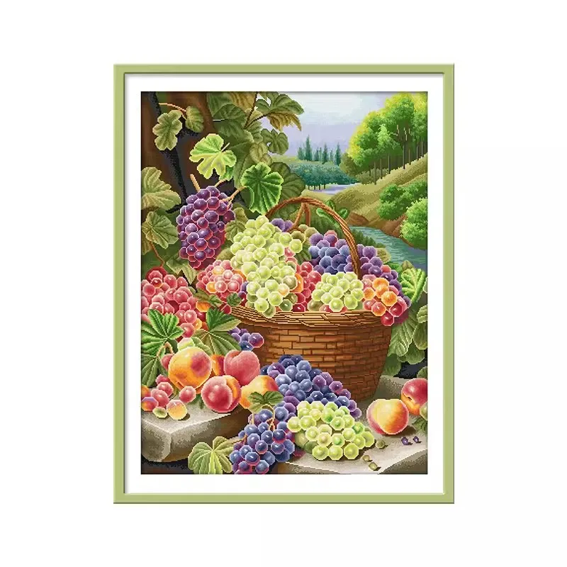 11CT 16ct 54X70cm Fruits Pre-Printed Cross Stitch DIY Embroidery Set Handmade Handicraft Floss Needle Crafts 94 Colors