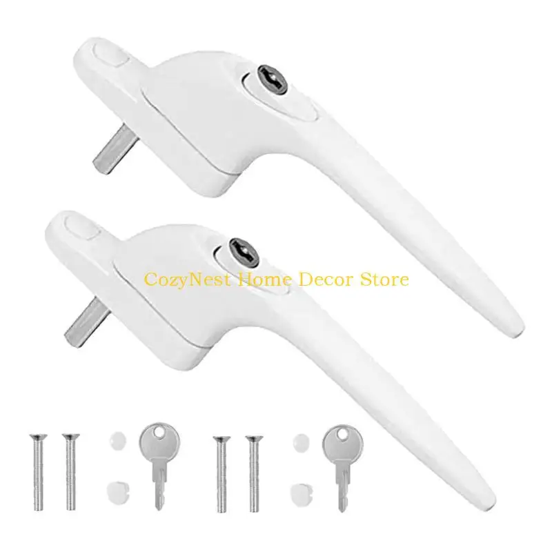 92MF 2Pcs Window Handles Lock With & Screws Lockable Double Glazing Window Handle