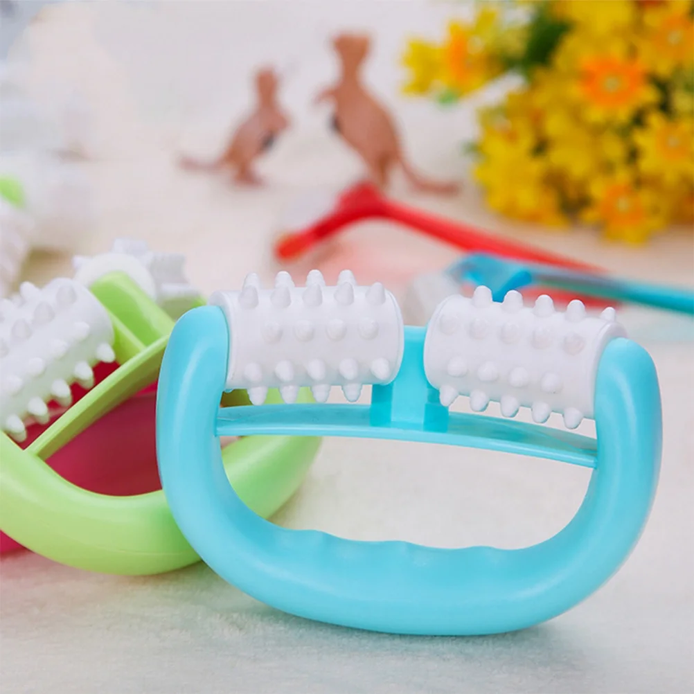 

Пластиковый массажер для экономии усилий, 2-колесный ролик для массажа мышц с круглой ручкой, глубокий пластиковый массажер, инструмент для роликов ячейки