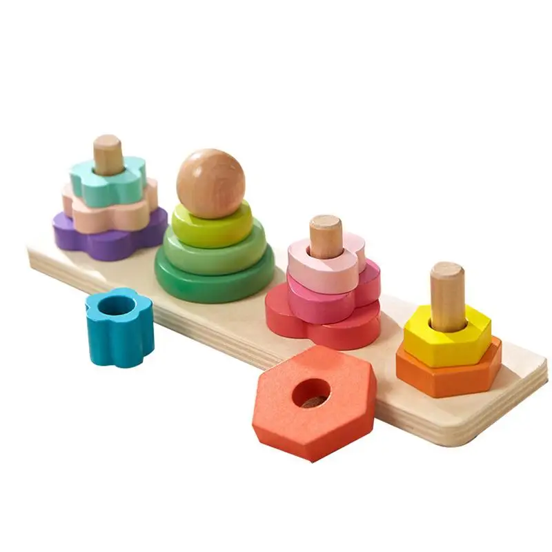 Educational Early Learning Stacking Building Blocks Toys Puzzle Fun Creative Four Pillar Building Blocks For Children 3