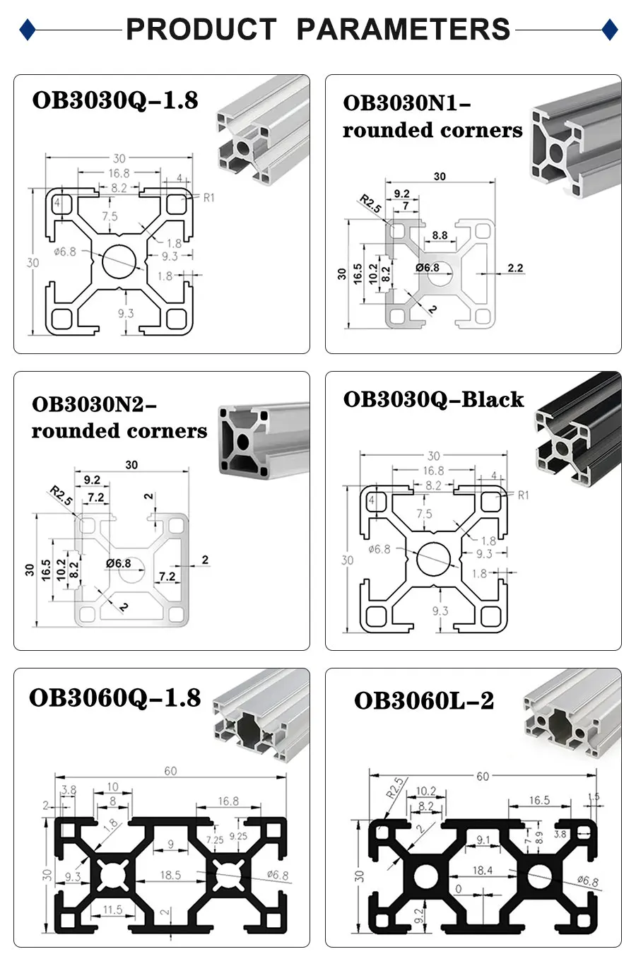1pc Europäischen Rahmen Standard Eloxiert 3030/3060/3090/30120/30150 Aluminium Profil Für CNC 3D Drucker teil Werkbank – Detail 4
