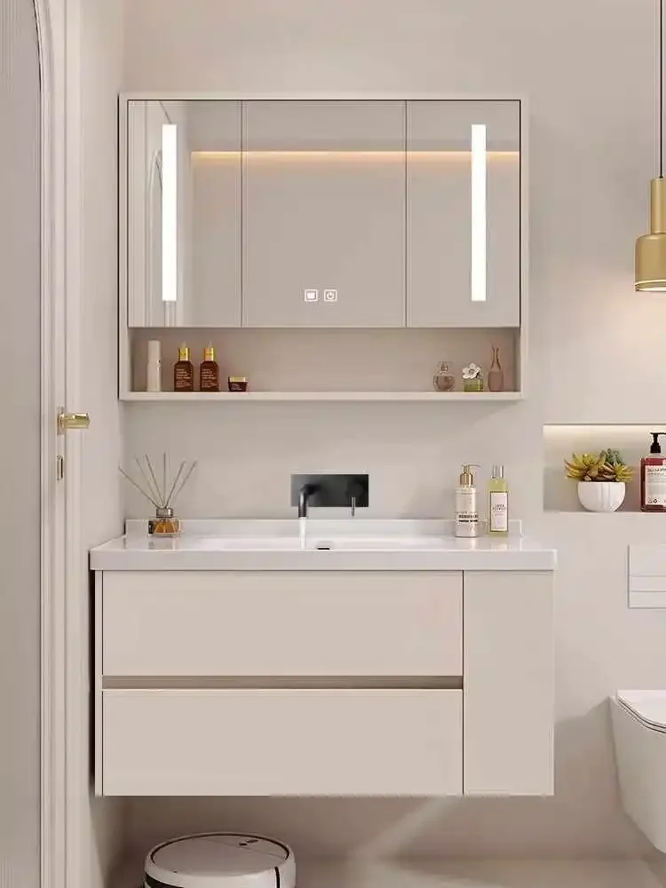 Bathroom Cabinet Without Hole Ceramic Integrated Basin Into Wall To Drain Water Without Faucet Hole Wash Cabinet Combination