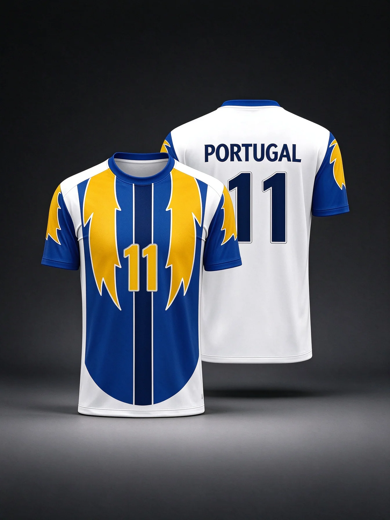 Mens Short Sleeve Portugal 11 Front Back Print Casual Breathable Sports Training Top