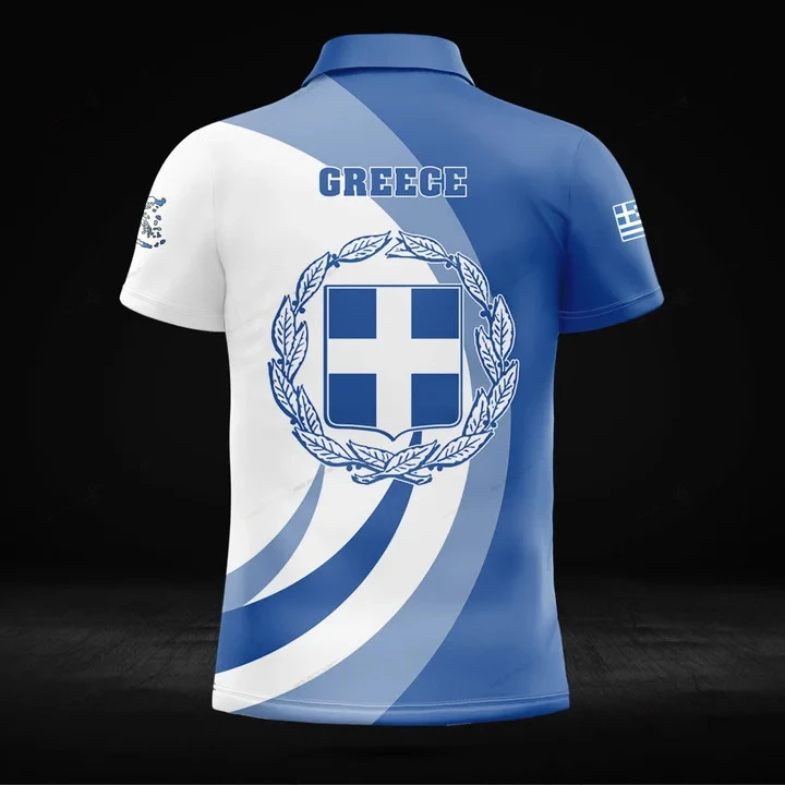 Custom Name Greece Flag Graphic Polo Shirt Summer Casual Men's Fashion Loose Competitive Sports Jersey Short Sleeve Tops