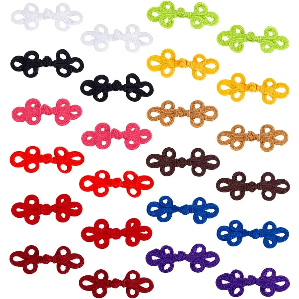 

24 Pairs Handmade Chinese Frog Knot Button Closure Knots 12 Colors Sewing Buttons Fasteners for DIY Sewing Cheongsam Tang