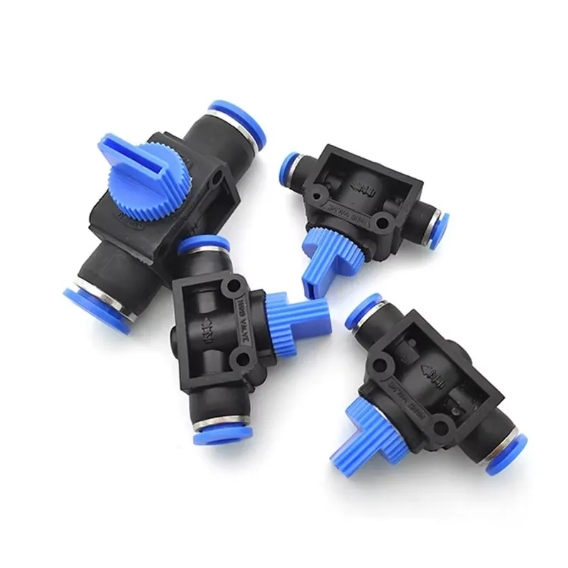 

HVFF Pneumatic Fittings Hand Valve 4mm-12mm Connector Quick Push For Hose Tube Limiting Speed Control