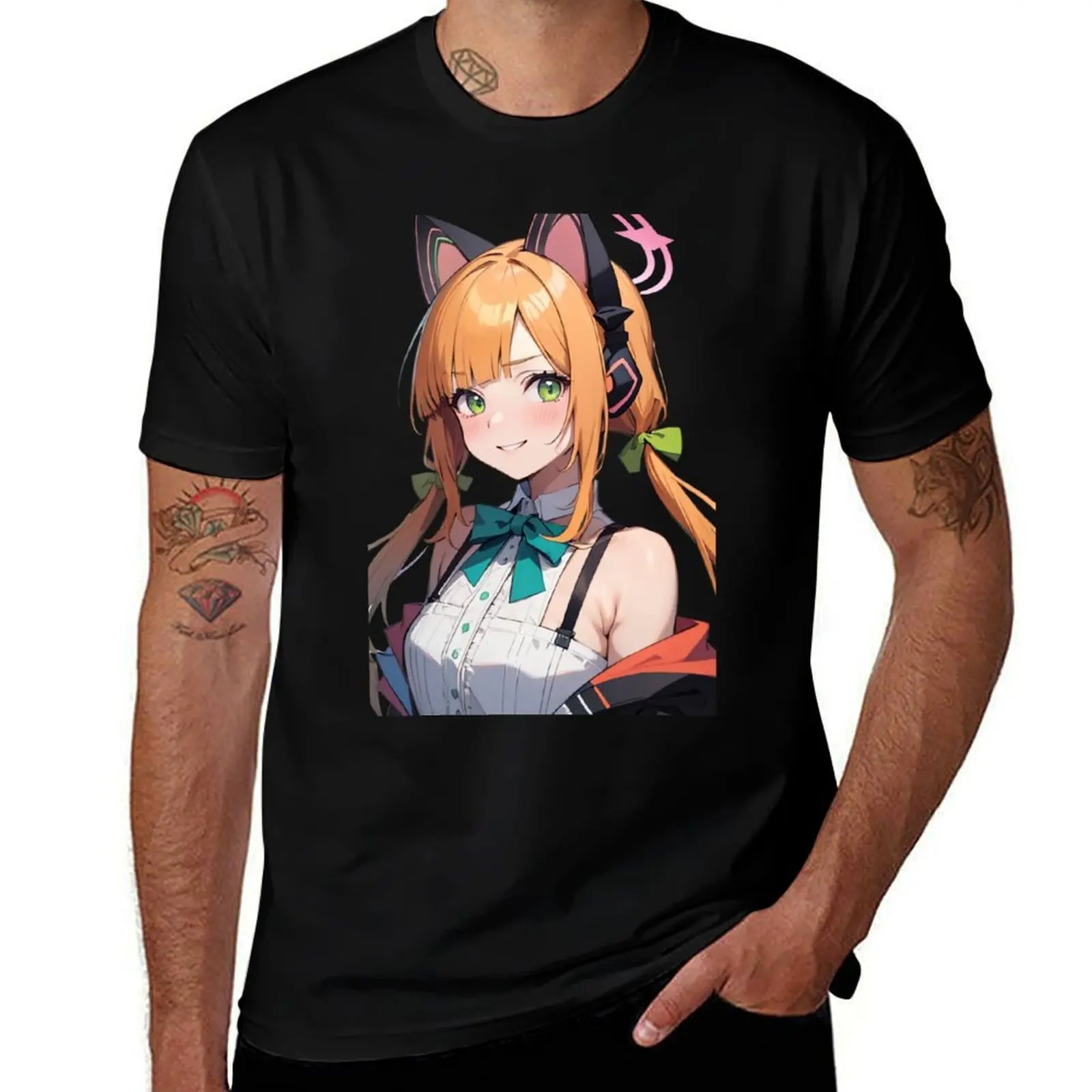 

Cute Anime Girl, Saiba Midori - Blue Archive T-Shirt for a boy oversizeds custom t shirt fashion shirts men workout shirt