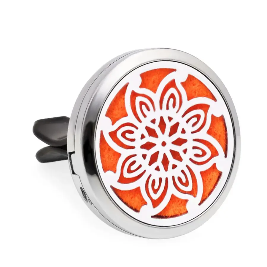 Aromatherapy Car Vent Clip Stainless Steel Diffuser Locket Colorful Felt Pads for Essential Oil Scent Diffusion