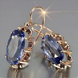 Trendy Women Oval Cubic Zirconia Earrings Temperament Elegant Design Luxury Female Dangle Earrings Aesthetic Jewelry