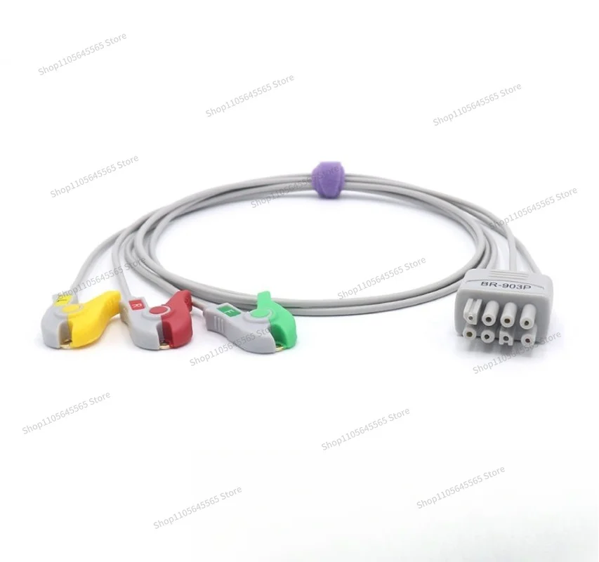 For Compatible with BR-903P Three-lead European Standard Clip-on ECG Lead Cable
