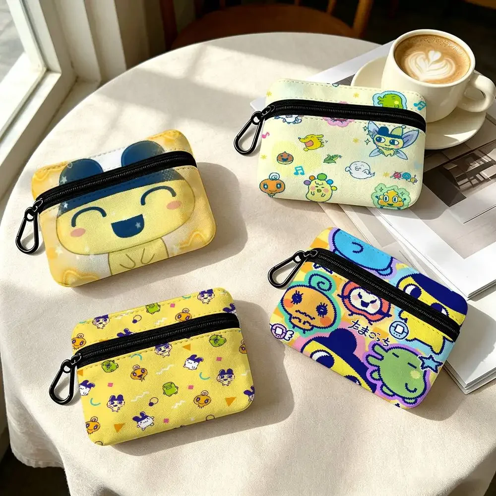 T-Tamagotchi M-Mametchi Custom Portable Mini Oxford Cloth Coin Purse With Carabiner Hook Zipper Key Card Earphone Storage Wallet