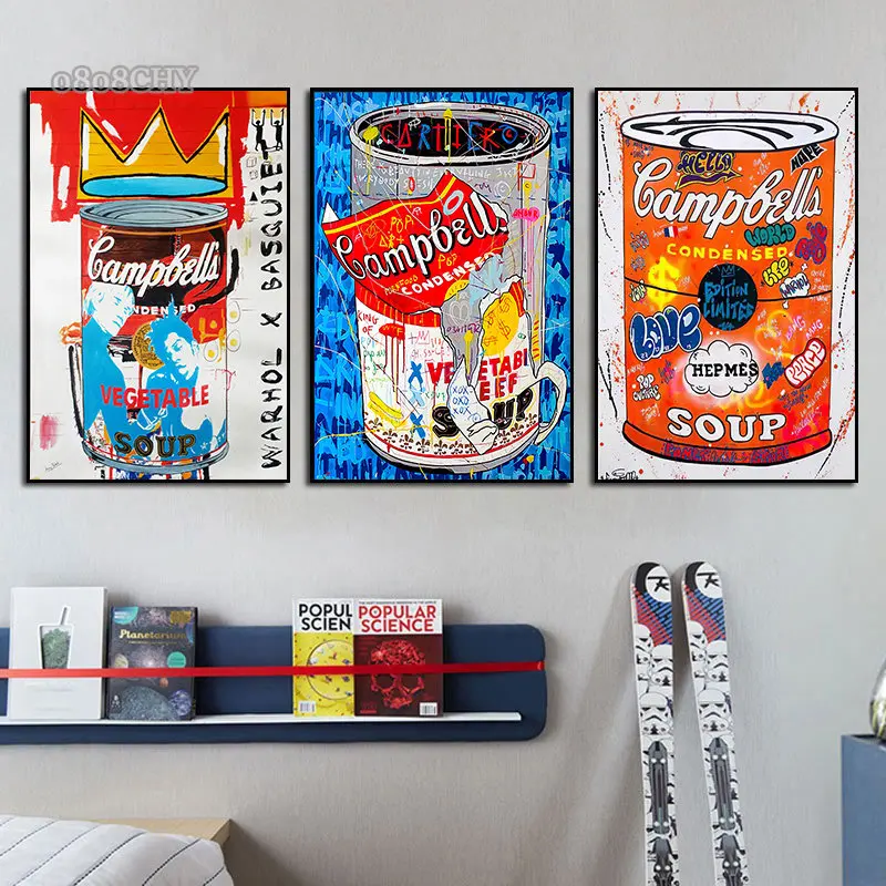 Pop Street Art Posters and Prints Campbell's Soup Graffiti Canvas Painting Abstract Cuadros Wall Art Pictures Living Room Decor