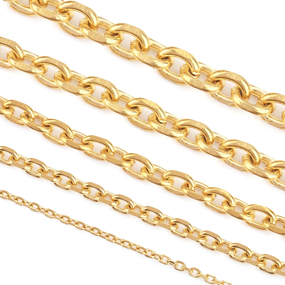 2M/Lot Breite 1,5mm-6mm Edelstahl Flache O-Kette für DIY Halskette, Choker, Armband, Fußkette, Metallschmuck-Zubehör – Detail 6