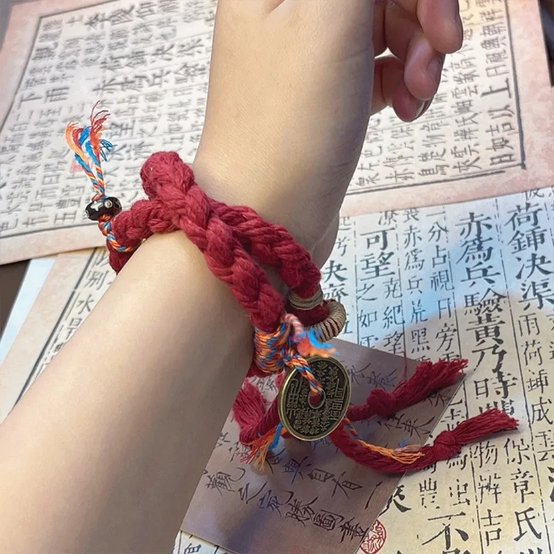 1 Pcs Chinese Mountain Ghost Spend Money Bracelet National Wind Tibetan Hand Woven CoupleLucky Red Bracelets Bang Rope Bangles