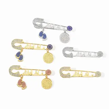 이슬람 이슬람 Mashallah Allah 터키어 4 Gul Suras Marsala, 아랍 아기 핀 브로치, 의류 액세서리 선물 