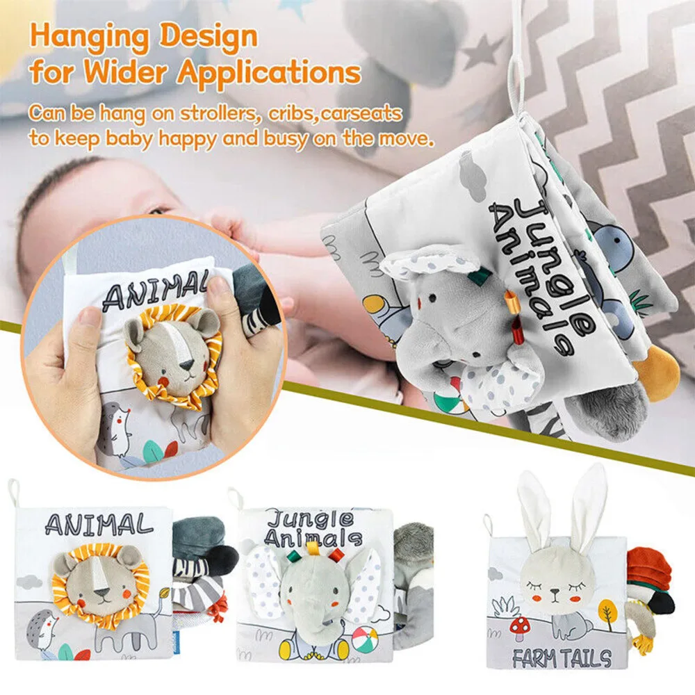 Baby Doek Boek 3d Soft Touch Vroeg Leren Kinderwagen Speelgoed Voor Baby Peuter Montessori Voelen Hoog Contrast Zintuiglijk 0-12 Maand