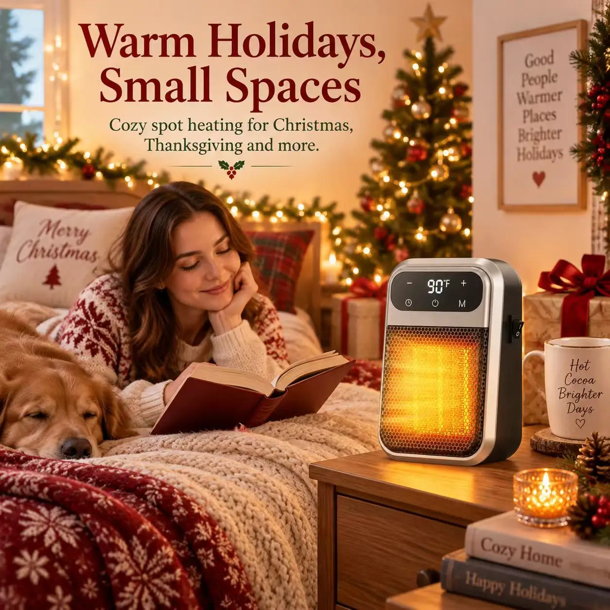 Home Electric Heater, Portable Winter Heater, Wall Plug-in Space Heater with Remote, Quick Heating Mini Heater for Office
