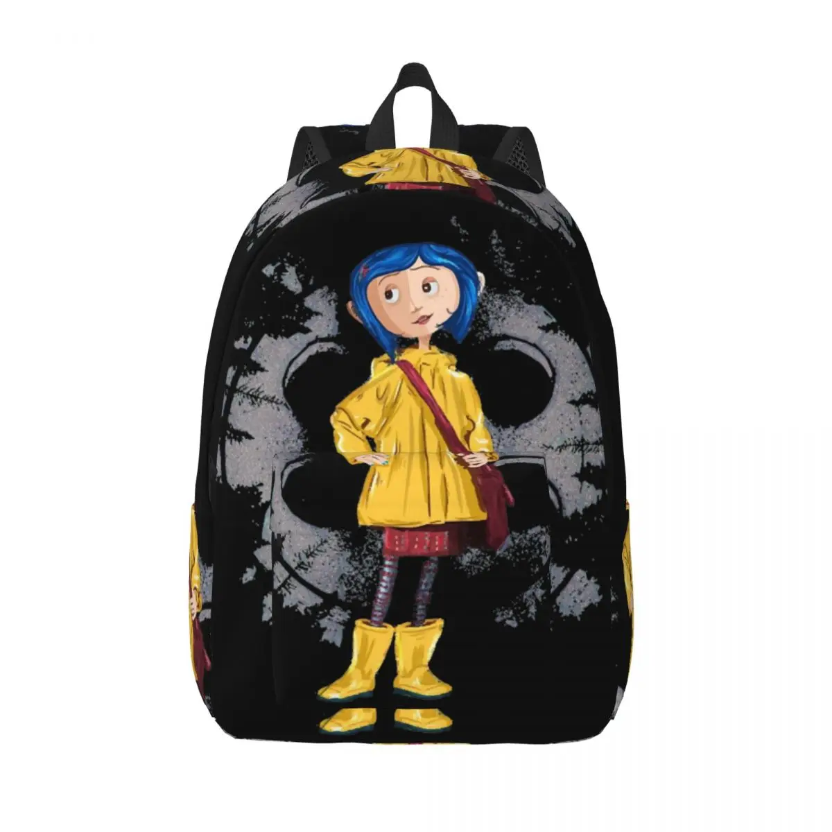 Coralines Cartoon Movies Fashion Backpack Outdoor High School Work Halloween Daypack for Men Women Laptop Computer Canvas Bags