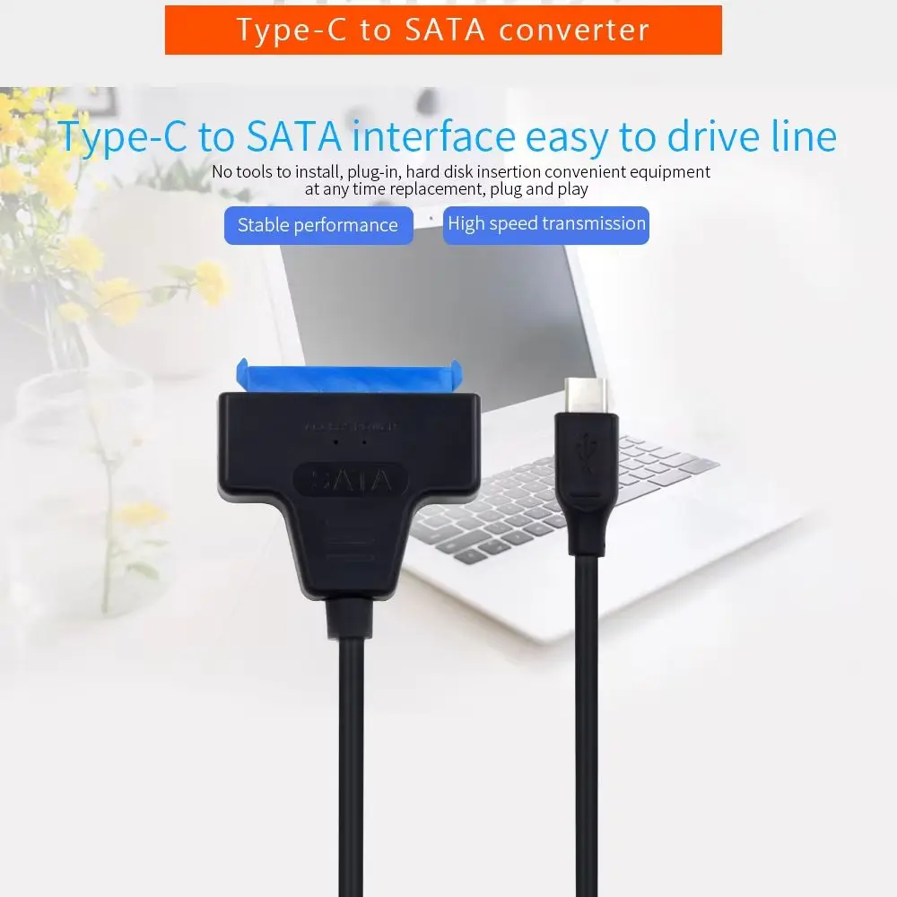 TISHRIC Sata To Usb 3.0 Type C Adapter Cable Support 2.5Inch External SSD HDD Hard Drive 15+7 22Pin Sata Usb Cord  UP To 6Gbps