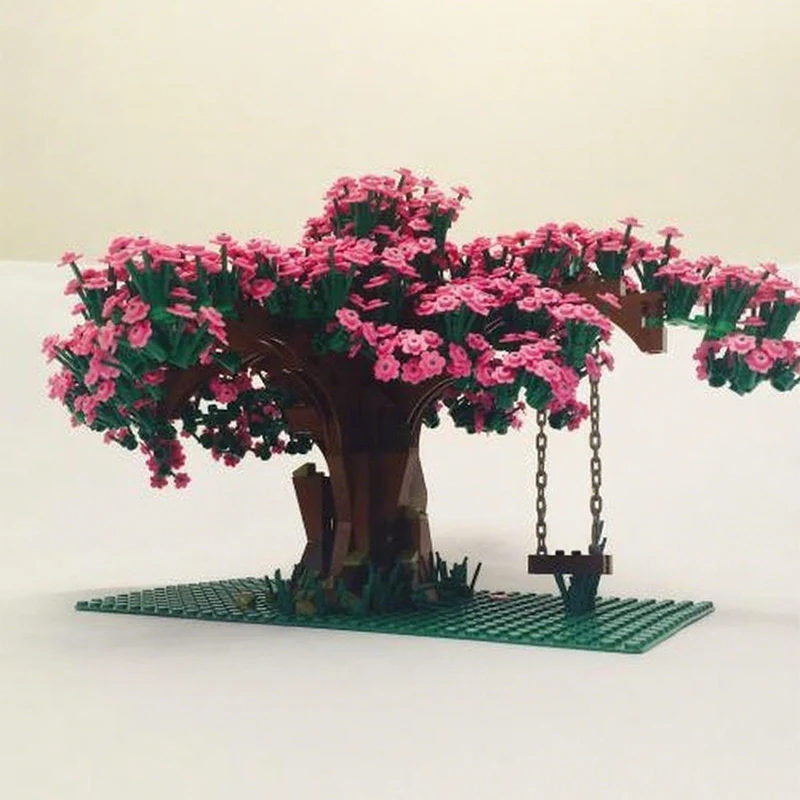 

166pcs MOC Creator Cherry Blossom Tree Model Building Blocks Christmas Gifts Construction Toy Brick Kids Education DIY Creative