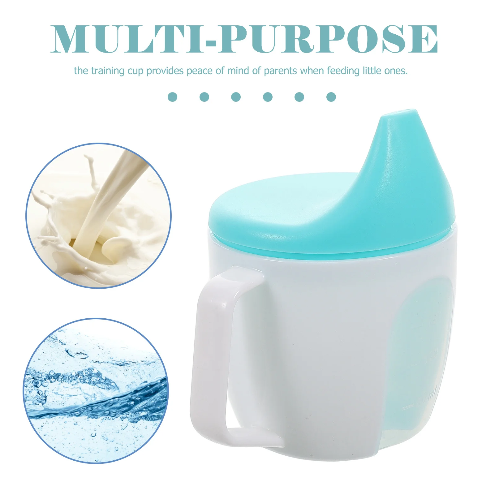 كوب تدريب للأطفال مع مقبض مريح ومقياس قياس كوب امتصاص للرضع والأطفال الصغار زجاجة شرب آمنة للاستخدام في غسالة الأطباق