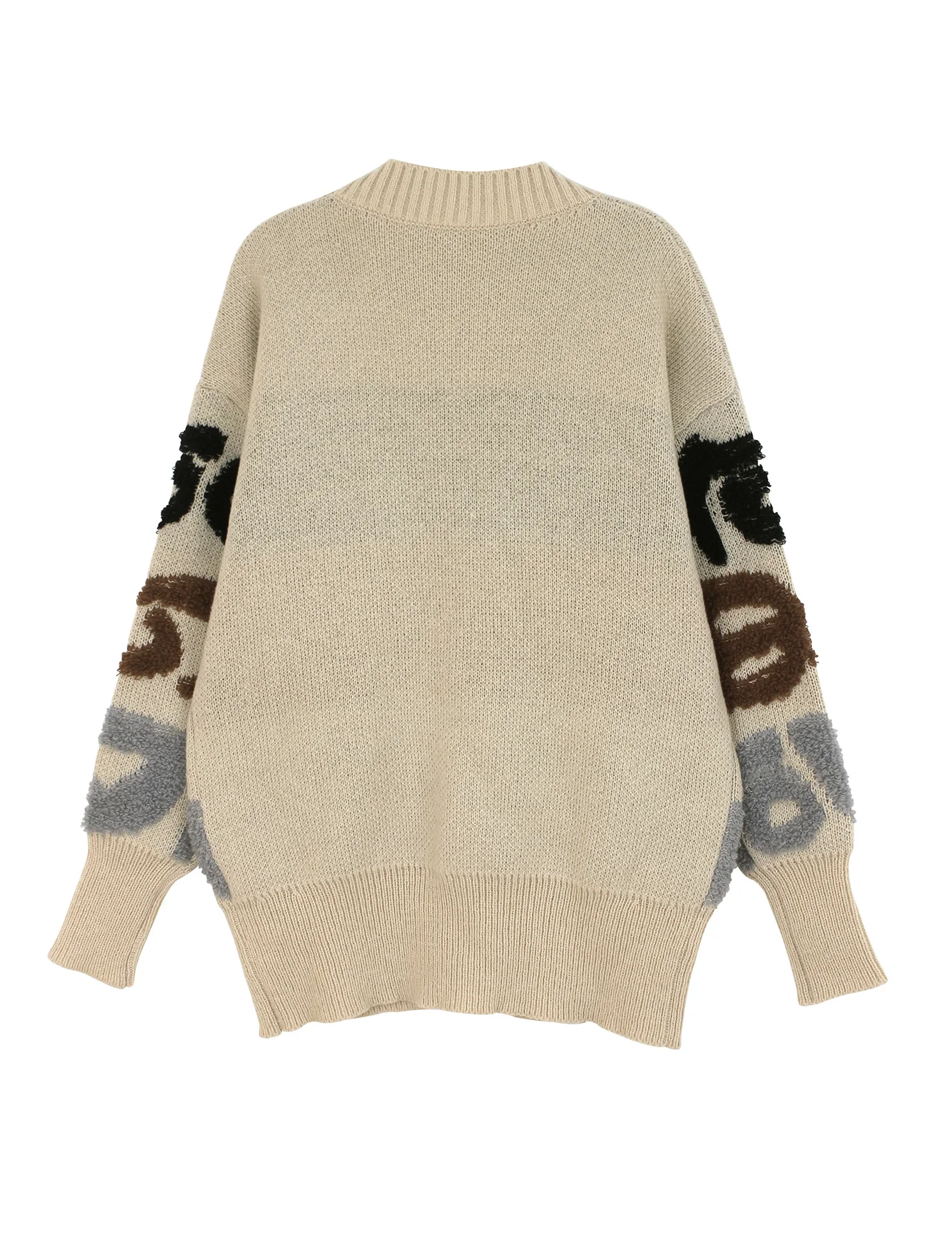 Mid length letter jacquard knitted sweater with cardigan jacket for spring, autumn, and winter