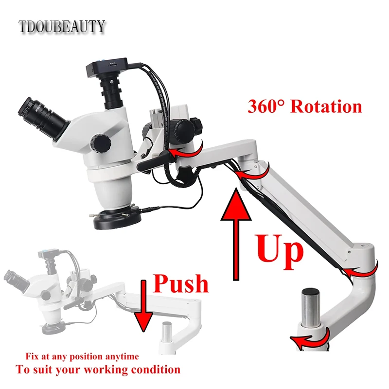 1080P 1.95X~55X Root Canal Microscope Binocular Wall-mounted Dental Chair Operating Surgical Endodontic Oral Microscope