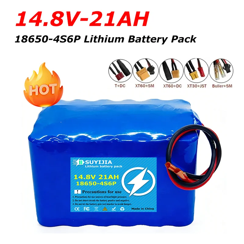 4S6P 14.8V 21000mAh Lithium Ion Battery Pack 18650 Lawnmower Sprayer Battery BMS for Power Tool Audio Model Aircraft Large Toys