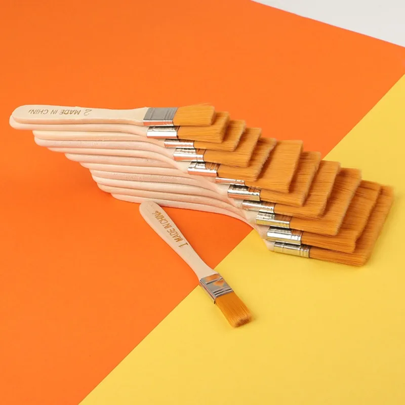 Yellow Haired Board Brush Nylon Small Brush Set Painting Brush Oil Painting Brush Wooden Art Painting Industrial Use
